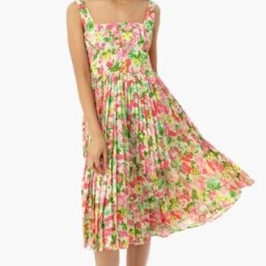 Tuckernuck Pink and Green Floral Pleated Sundress